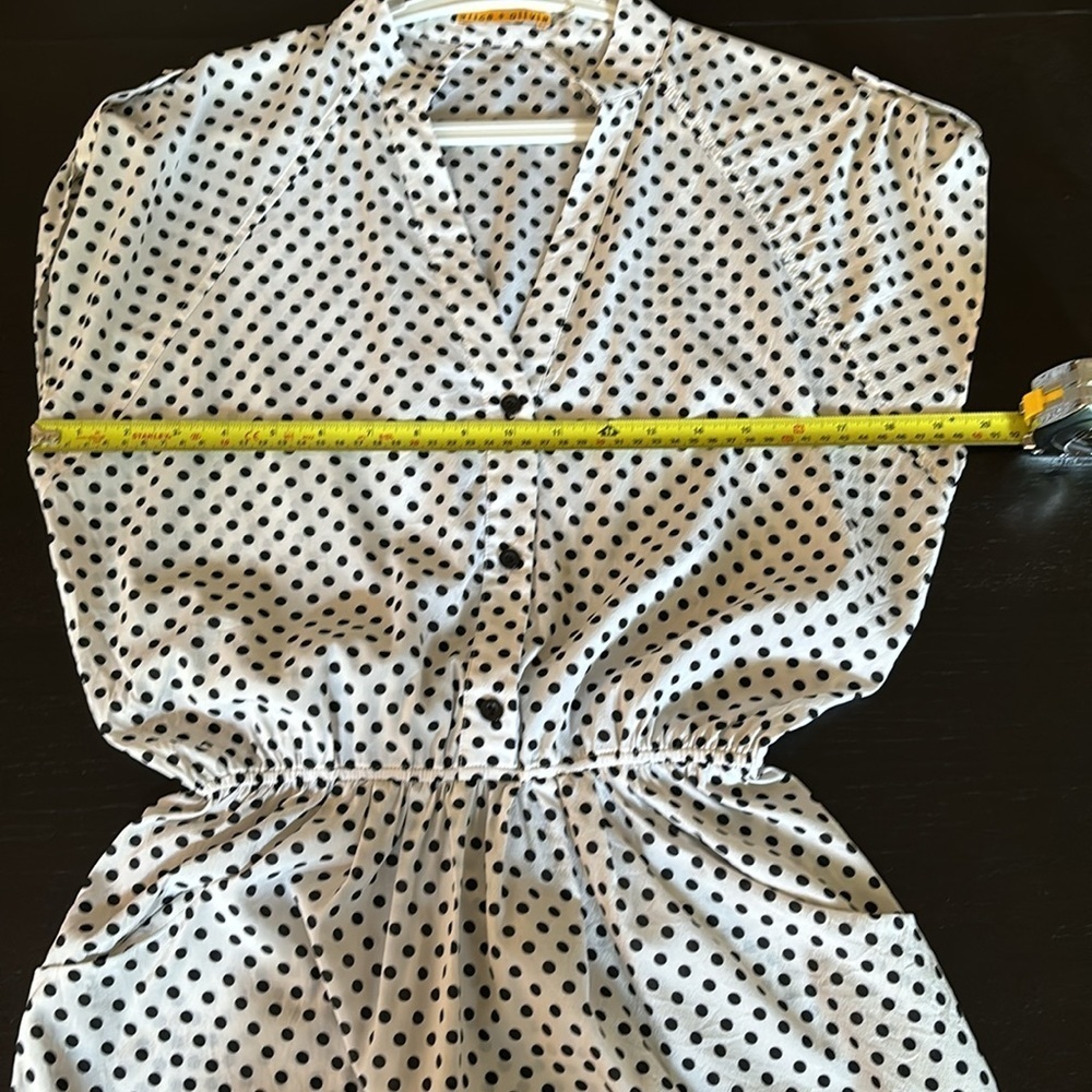 ALICE+OLIVIA 💯silk polka dot elastic waist roll-tie shoulder sleeveless dress S - Picture 6 of 10